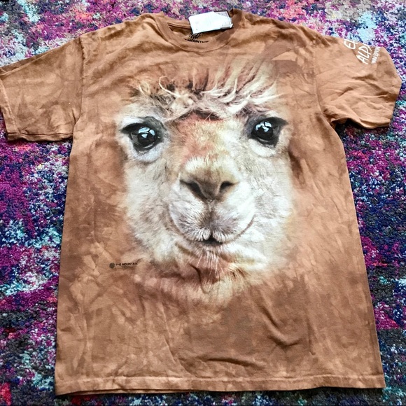The Mountain Other - Alpaca Zoom In Face Shirt Funny Size L 100% Cotton